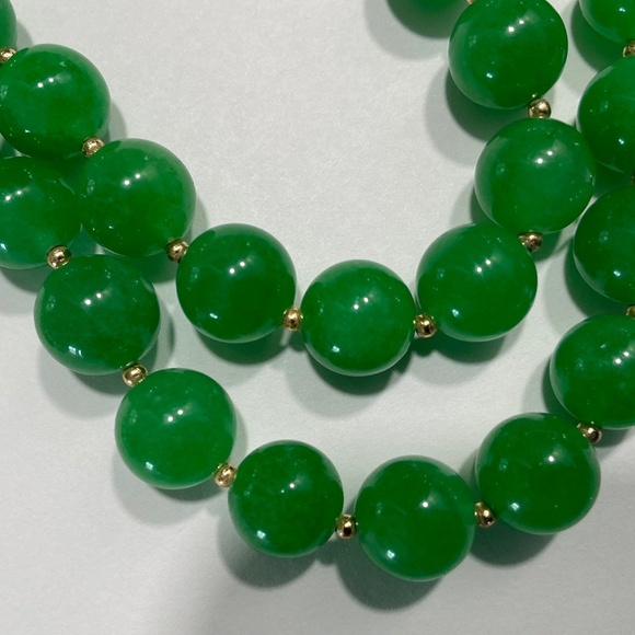 Vintage Jadeite & Pearl Statement Necklace – Art Deco Style Pendant, Double Halo - Picture 4 of 9
